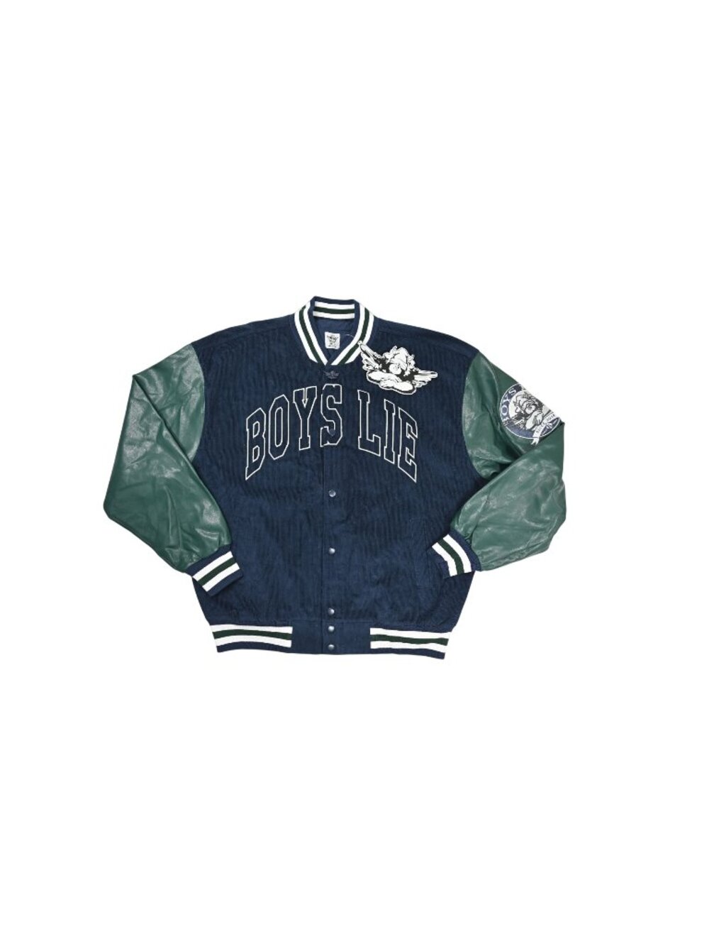 Boys Lie A Team Goes Blue Varsity Jacket in Navy
